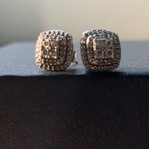 Sterling Silver Diamond Stud Earrings